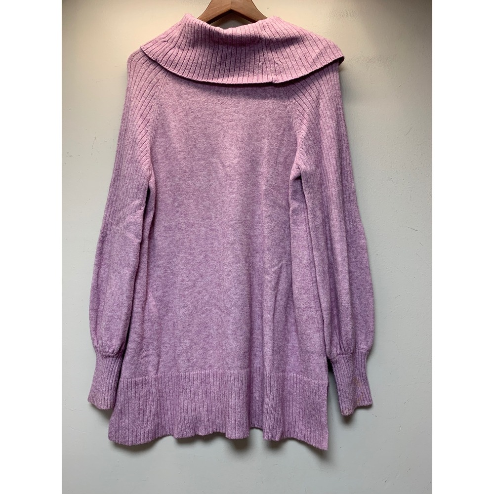 Anthropologie Cowl Neck Sweater Womens Medium Lavender Excellent Ribbed Tunic - Picture 6 of 7